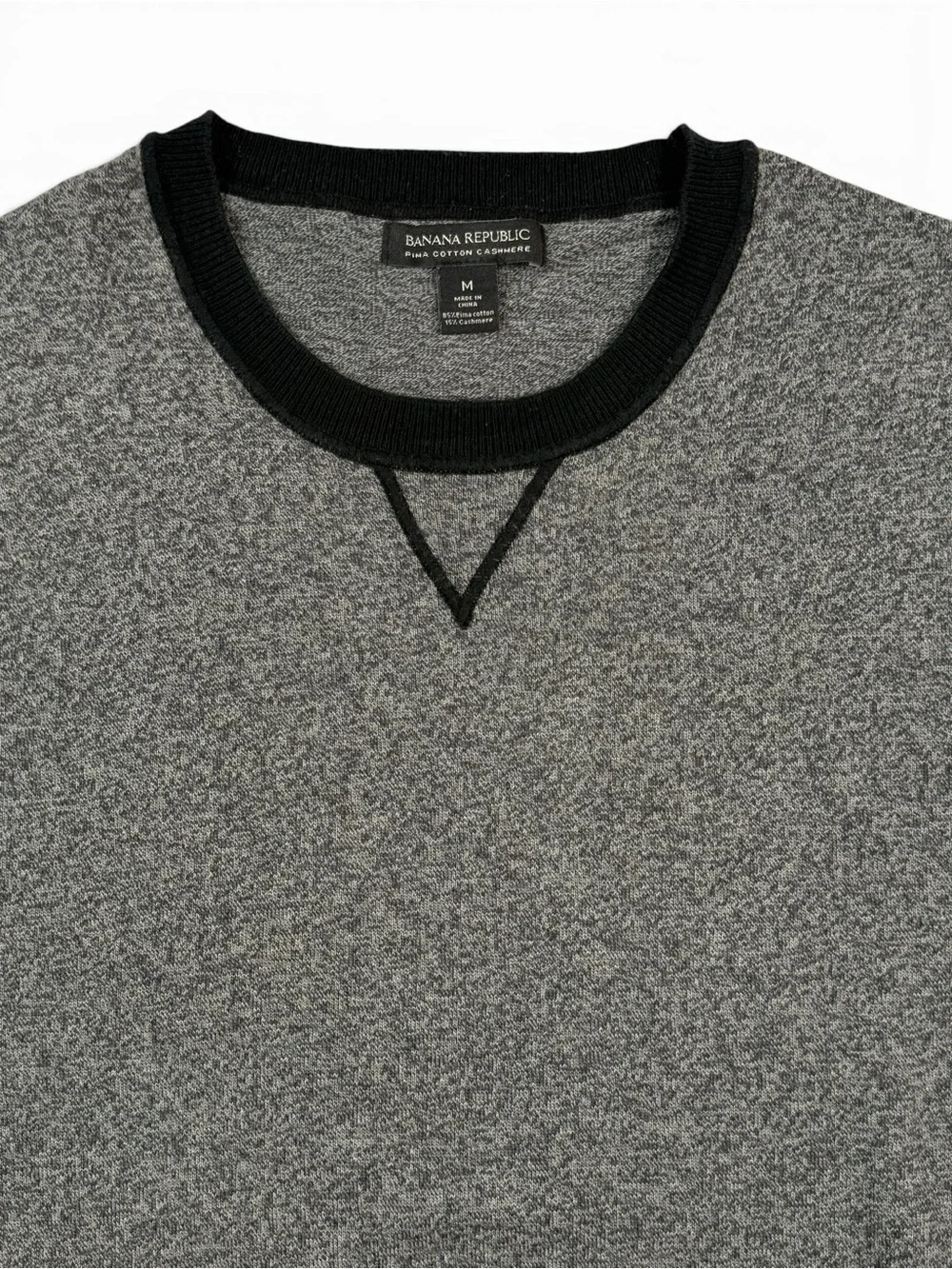 Banana Republic Gray Cashmere Blend Crewneck Sweater Black Trim Men’s Medium